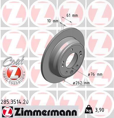 Гальмівний диск, Zimmermann 285.3514.20