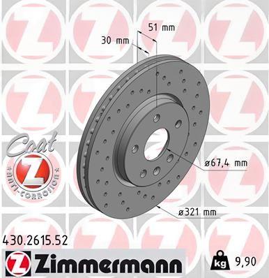 Гальмівний диск, Zimmermann 430.2615.52