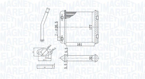 Теплообмінник, система опалення салону, OPEL ASTRA F 1,4 1,6 1,8 2,0 1, Magneti Marelli 350218408000