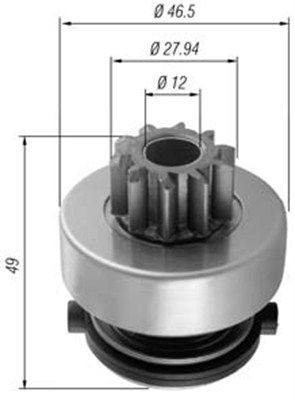 Мала шестірня, стартер, Sprinter/Vito OM601-646 (z=10) (Bosch), Magneti Marelli 940113020353