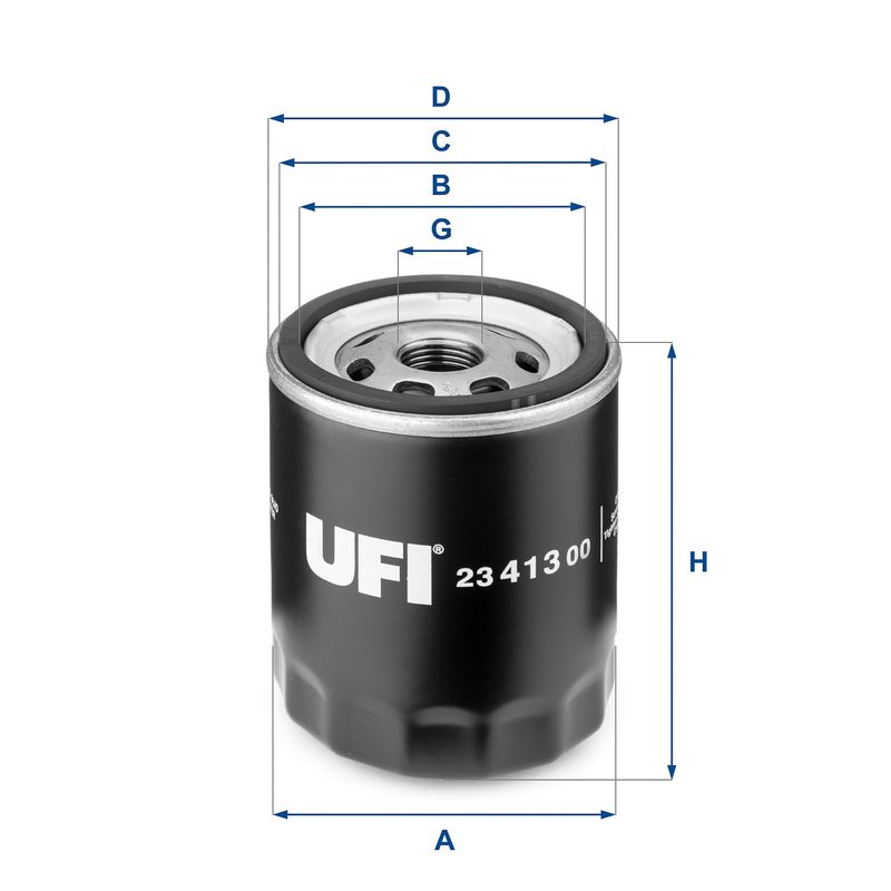 Оливний фільтр, фільтр для накручування, FORD FOCUS 2/MONDEO 3/MONDEO 4/S40/V50 1.4/1.6/1.8/2.0, Ufi 23.413.00