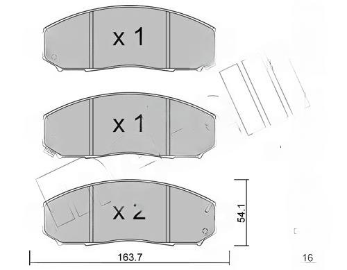 Комплект гальмівних накладок, дискове гальмо, Metelli 22-0743-1