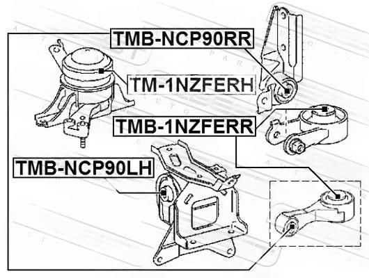 Опора, двигун, Febest TMB-1NZFERR