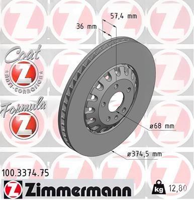 Гальмівний диск, Zimmermann 100.3374.75