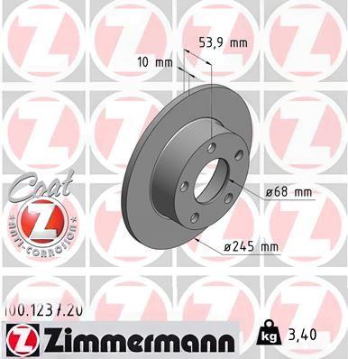 Гальмівний диск, Zimmermann 100.1237.20