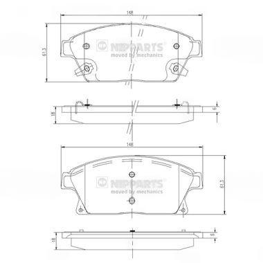 Комплект гальмівних накладок, дискове гальмо, передня вісь, CHEVROLET CRUZE/OPEL ASTRA J 16" 10- передние, Nipparts N3600915