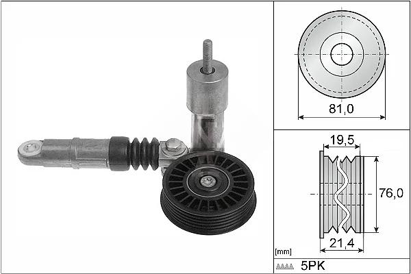 Натяжний пристрій, клиновий ремінь, Audi A4, A6, Skoda Octavia, Superb, VW Passat 1.9/2.0TDI (98-05), Ina 534001410