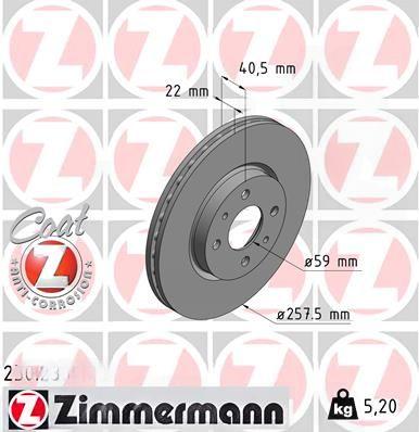 Гальмівний диск, Zimmermann 230.2365.20