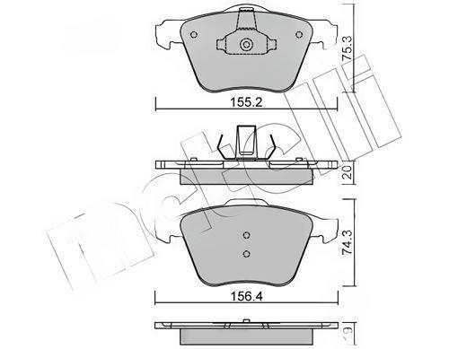 Комплект гальмівних накладок, дискове гальмо, Metelli 2205991