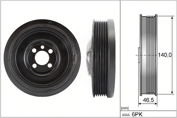 Шків, колінчатий вал, VW Caddy III 1.6TDI/2.0TDI 10-15, 55/62/75/81/103/125kw, Ina 544013810