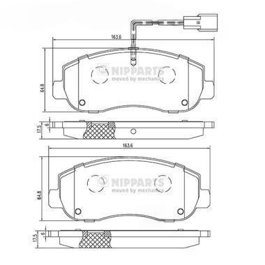 Комплект гальмівних накладок, дискове гальмо, Nipparts N3601105