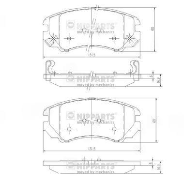 Комплект гальмівних накладок, дискове гальмо, передня вісь, HYUNDAI TUCSON/KIA SPORTAGE 04- передние, Nipparts J3600541