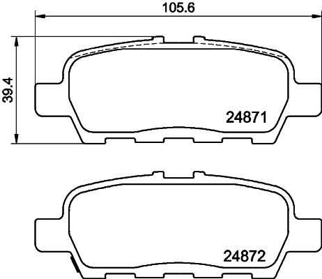 Комплект гальмівних накладок, дискове гальмо, Hella 8DB355014-561