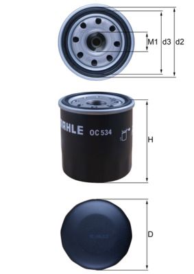 Оливний фільтр, фільтр для накручування, Grand Vitara 05-/Auris 07-13, Camry 82-91, Corolla 87-92, Mahle OC534