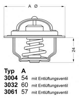 Термостат ford escort 1.3, Wahler 3004.88