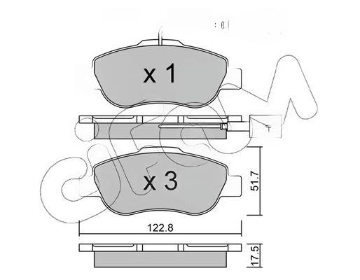 Комплект гальмівних накладок, дискове гальмо, з контактом попередження про знос, FIAT гальмівні колодки передн. 500, Panda 03-, Ford Ka 08-, Cifam