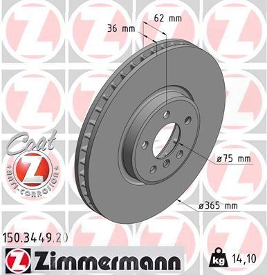 Гальмівний диск, Zimmermann 150.3449.20