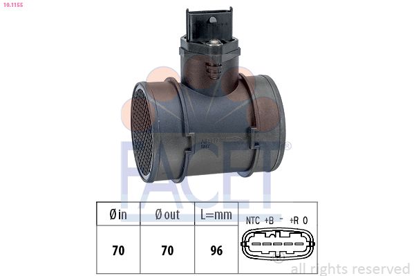 Витратомір повітря, Combo 1.7Di/DTi 01- (48/55kw), Facet 10.1155