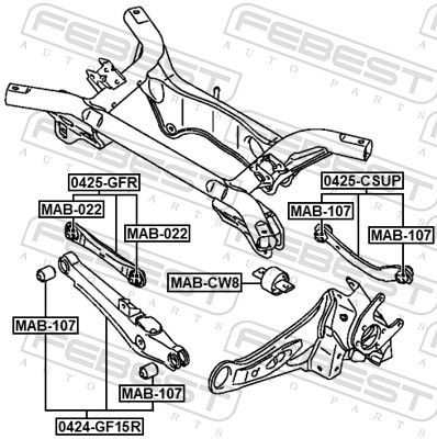 Важіль підвіски, підвіска коліс, Febest 0424-GF15R