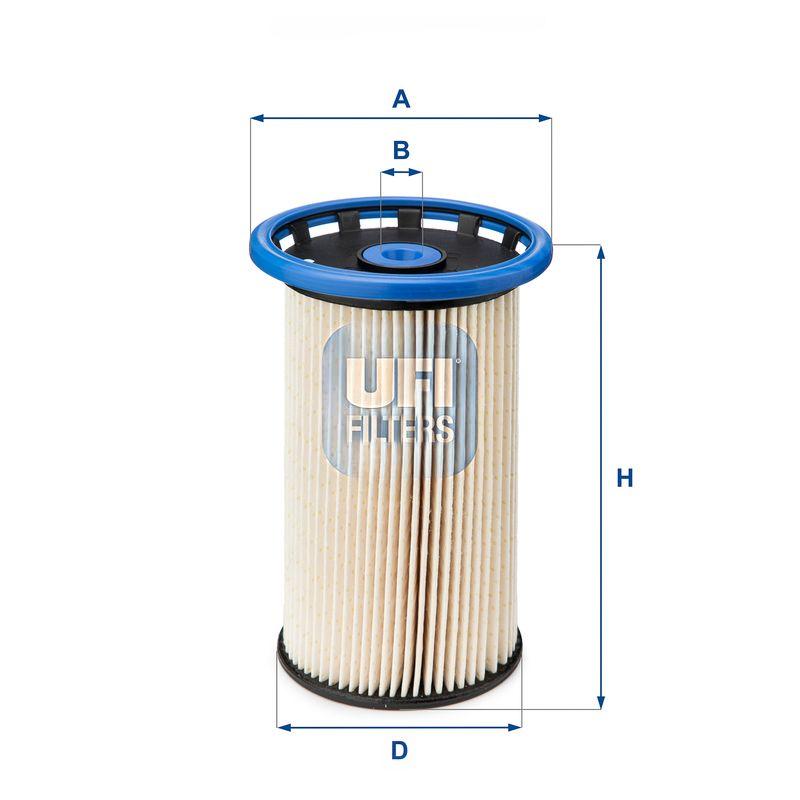Фільтр палива, фільтрувальний елемент, VW Passat B6-B7 1.6-2.0TDI 10->, Sharan,Tiguan, Ufi 26.026.00