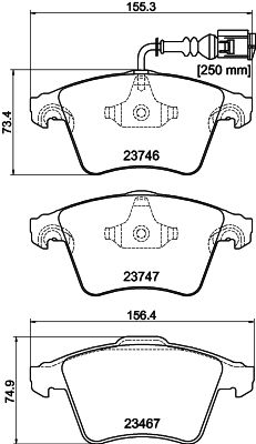 Комплект гальмівних накладок, дискове гальмо, Hella 8DB355011-171