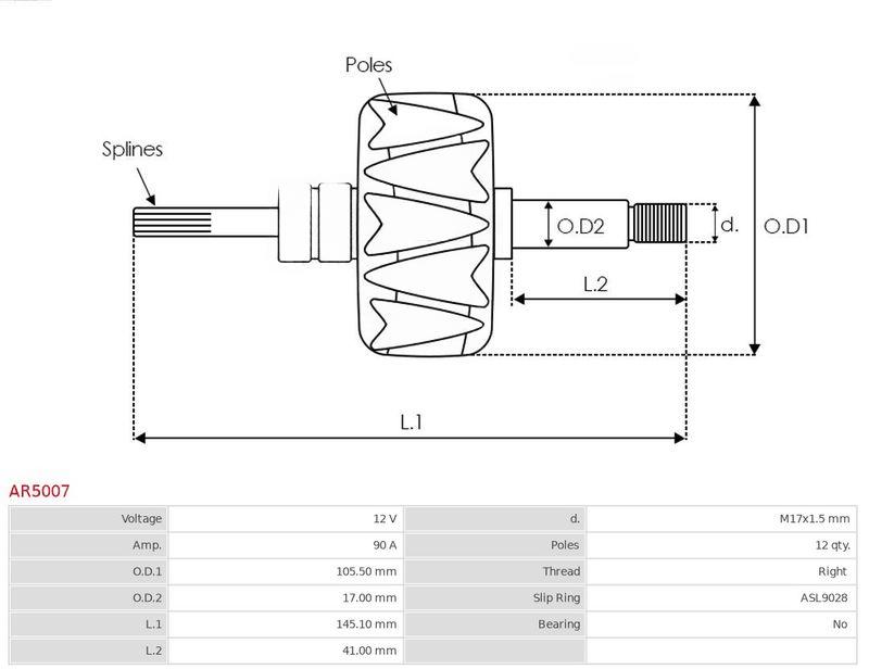 Бігунок, генератор, Auto Starter AR5007