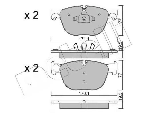 Комплект гальмівних накладок, дискове гальмо, підготовано для індикатора попередження про знос, Metelli 22-0770-0