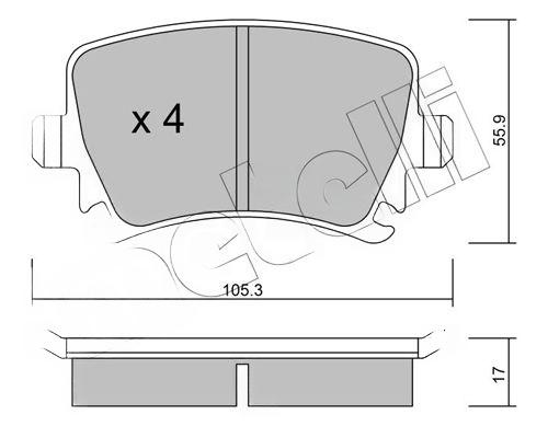 Комплект гальмівних накладок, дискове гальмо, підготовано для індикатора попередження про знос, VW Caddy III 03->, Metelli 22-0553-0