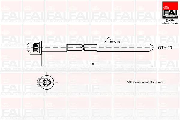 Комплект гвинтів голівки циліндра, Fai Autoparts B1401