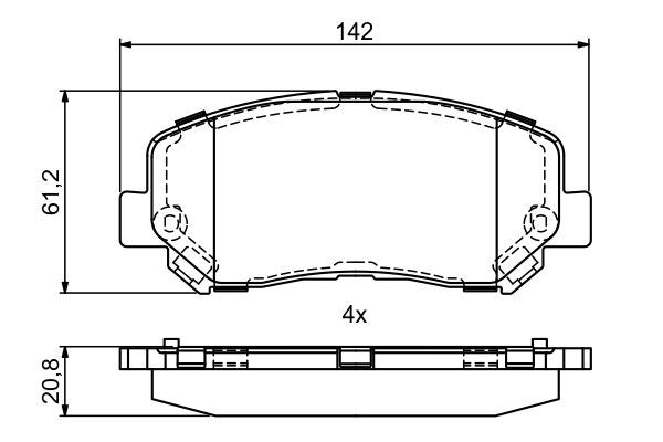 Комплект гальмівних накладок, дискове гальмо, JEEP Cherokee ''F ''14>>, Bosch 0986495405