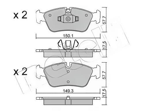Комплект гальмівних накладок, дискове гальмо, підготовано для індикатора попередження про знос, Metelli 22-0640-0