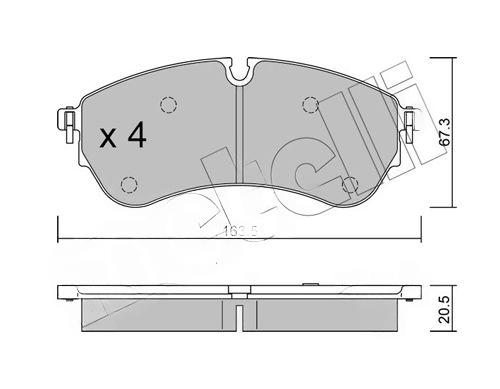 Комплект гальмівних накладок, дискове гальмо, підготовано для індикатора попередження про знос, VW Crafter/MAN TGE 16-, Metelli 22-1173-0