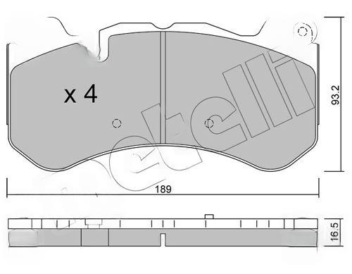 Комплект гальмівних накладок, дискове гальмо, підготовано для індикатора попередження про знос, Metelli 22-1198-0
