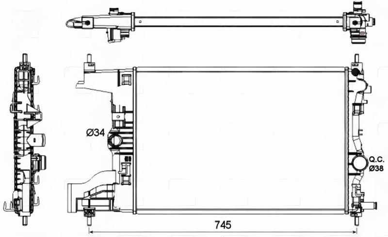 Радіатор, система охолодження двигуна, Opel Astra J 1.3D/1.7D 12.09-, Nrf 53142