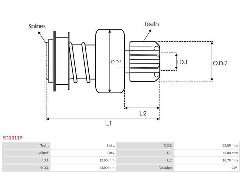 Механізм вільного ходу, стартер, Auto Starter SD1011P