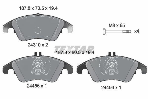 Комплект гальмівних накладок, дискове гальмо, Textar 2431001