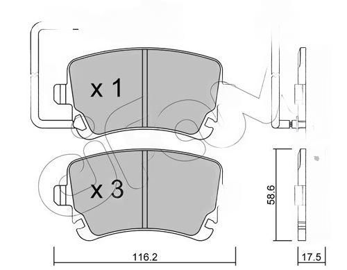 Комплект гальмівних накладок, дискове гальмо, з контактом попередження про знос, VW гальмівні колодки задн.Audi A4/A6/A8 04-T5 03-, Cifam 822-554-0