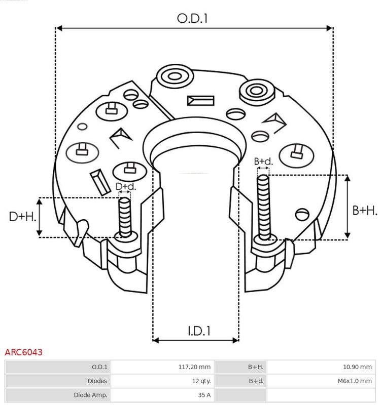 Випрямляч, Toyota Tundra (12 diode), Auto Starter ARC6043