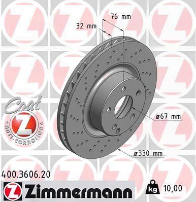 Гальмівний диск, Zimmermann 400.3606.20