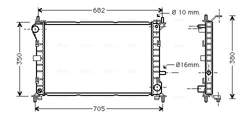 Радіатор, система охолодження двигуна, Ford Focus I (98-04) MT (FD2264) AVA, Ava FD2264