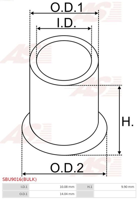 Втулка, вал стартера, 9,90мм, 10,08мм, Auto Starter SBU9016(BULK