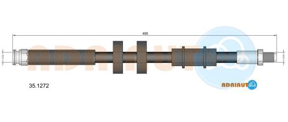 Гальмівний шланг, 495мм, CITROEN шланг гальм. передн. нижн. Jumper 02-, Adriauto 35.1272