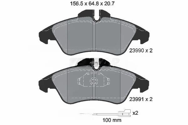 Комплект гальмівних накладок, дискове гальмо, Textar 2399002