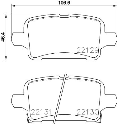 Комплект гальмівних накладок, дискове гальмо, Hella 8DB355024-911