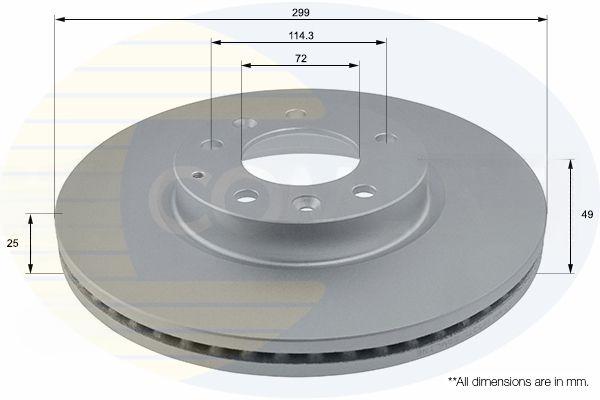 Гальмівний диск, з внутрішньою вентиляцією, 299мм, кількість отворів 5, Comline ADC0469V