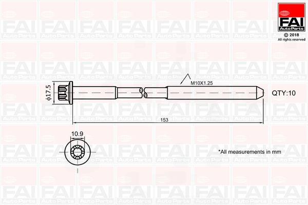 Комплект гвинтів голівки циліндра, OPEL К-кт болтів ГРМ Astra F/G/H/J,Combo,Corsa B/C/D,Insignia,Mokka,Vectra B/C,Chevrolet Aveo,Cruze 1.4/1.8, Fai