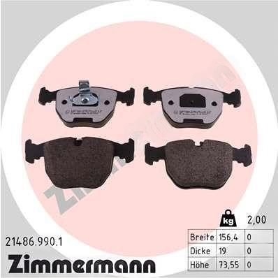 Комплект гальмівних накладок, дискове гальмо, Zimmermann 21486.990.1