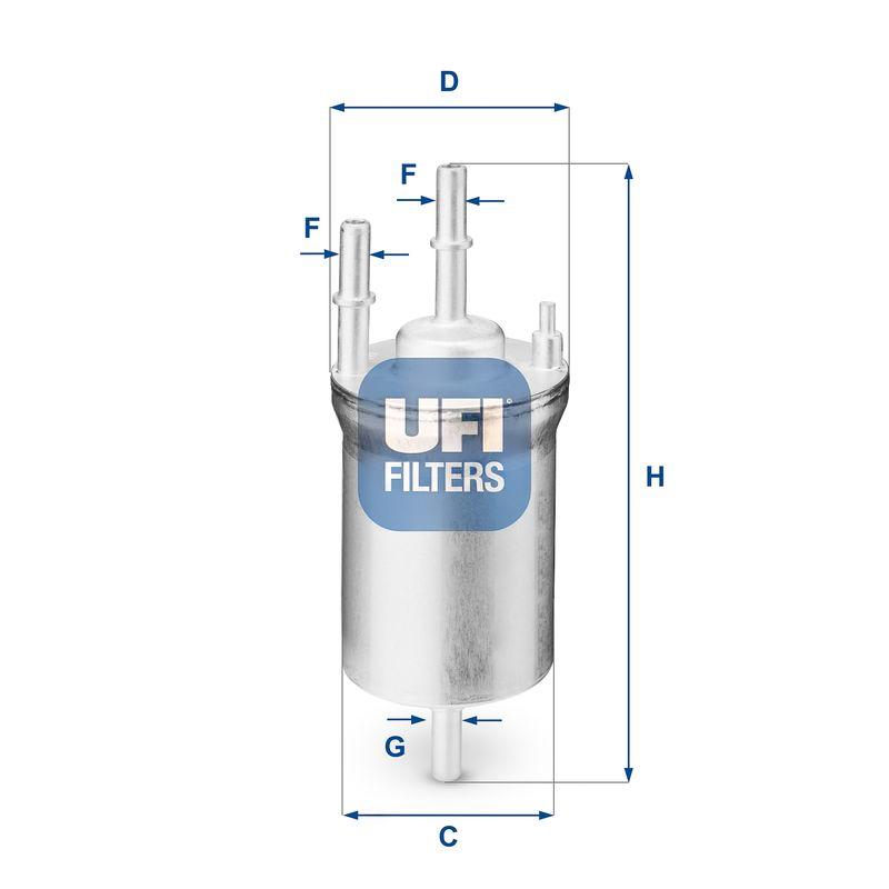 Фільтр палива, фільтрувальний елемент, AUDI A3 II 1.6-3.2 05/03-, SKODA OCTAVIA II 1.6 04/06-, VW GOLF V 1.6 10/03-, Ufi 31.833.00