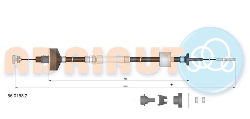 Тросовий привод, привод зчеплення, VW трос зчеплення Golf-Vento ( mod) 9/96- (1053/700), Adriauto 55.0158.2
