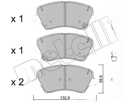 Комплект гальмівних накладок, дискове гальмо, Metelli 22-0944-0